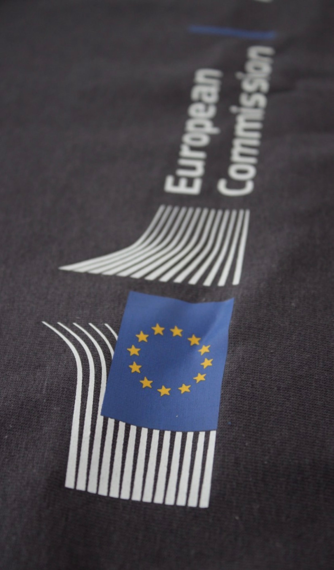 European Commission logo printed on dark cotton fabric