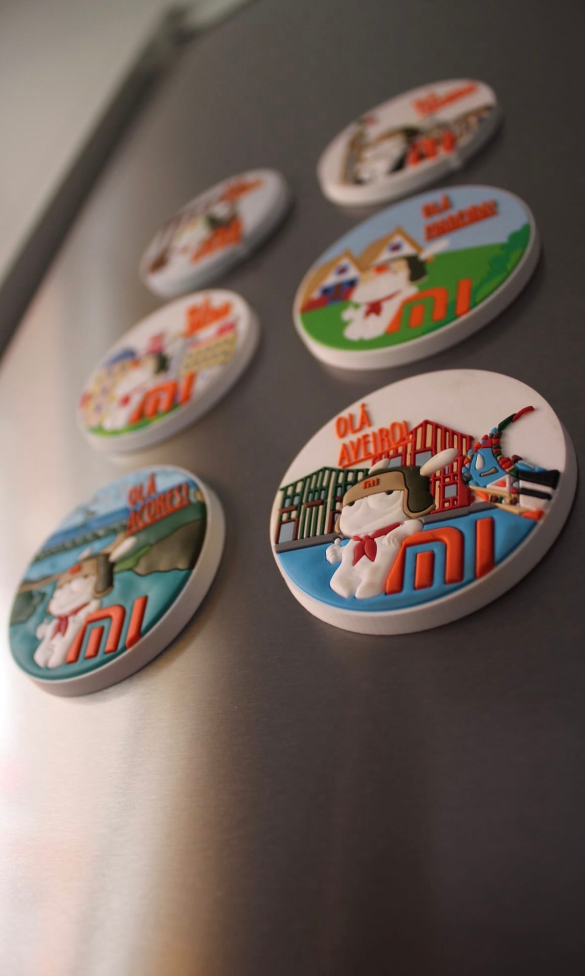 Set of Xiaomi branded rubber city fridge magnets